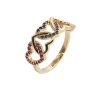 Fashion Copper Gold-plated Heart Dripping Oil Open Adjustable Ring sku image 9