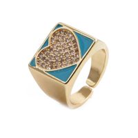 Fashion Copper Gold-plated Heart Dripping Oil Open Adjustable Ring sku image 12