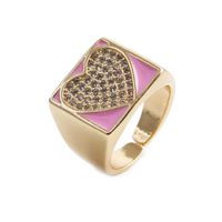 Fashion Copper Gold-plated Heart Dripping Oil Open Adjustable Ring sku image 13