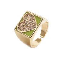 Fashion Copper Gold-plated Heart Dripping Oil Open Adjustable Ring sku image 14