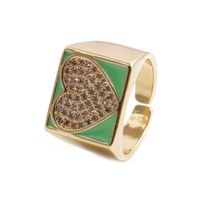 Anillo Ajustable Abierto De Aceite De Goteo De Corazón Chapado En Oro De Cobre De Moda sku image 15