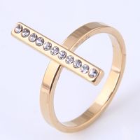 Korean Fashion Hip-hop Strips Simple Diamond-studded Stainless Steel Ring main image 2