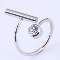Korean Fashion Hip-hop Simple Stainless Steel Diamond Ring main image 1