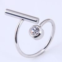 Korean Fashion Hip-hop Simple Stainless Steel Diamond Ring main image 3