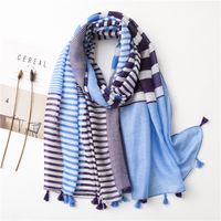 Korean Fashion Shawl New Style Striped Color Matching Scarf main image 5