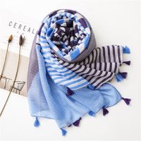 Korean Fashion Shawl New Style Striped Color Matching Scarf main image 4