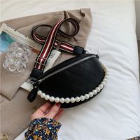 Fashion Rhombic Pearl Chain Chest Waist Bag sku image 1