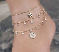 Bracelet De Cheville De Fleur De Diamant De Goutte D&#39;eau De Style Coréen sku image 1