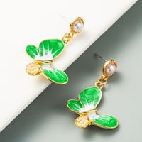 Fashion Alloy Drop Oil Inlaid Pearl Butterfly S925 Silver Needle Earrings main image 7