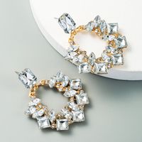 Fashion Style Exaggerated Geometric Alloy Inlaid Rhinestone Earrings sku image 2