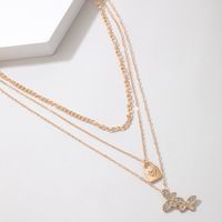 Simple Fashion Love Padlock Pendant Diamond Butterfly Multilayer Necklace main image 3