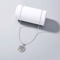 Fashion Tree Of Life Hollow Round Tag Lettering Pendant Necklace main image 4