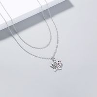 Fashion Five-pointed Star Lettering Heart Pendant Necklace main image 5