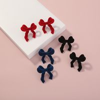 Fashion Suede Velvet Solid Color Bow Stud Earrings main image 1