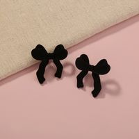 Fashion Suede Velvet Solid Color Bow Stud Earrings main image 4