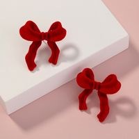 Fashion Suede Velvet Solid Color Bow Stud Earrings main image 5