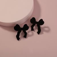 Fashion Suede Velvet Solid Color Bow Stud Earrings main image 6