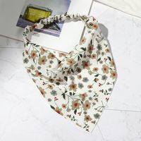 New Fashion Retro Flower Triangle Scarf Elastic Hair Band sku image 2