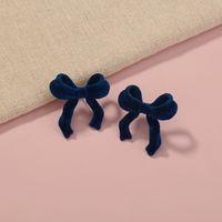 Fashion Suede Velvet Solid Color Bow Stud Earrings sku image 1
