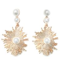 Fashion Creative Long Pearl Sun Flower Earrings sku image 1