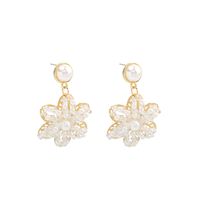 Fashion Korean Style Pearl Crystal Flower Earrings sku image 1