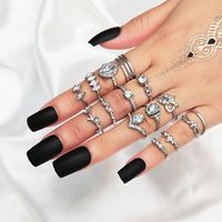 Fashion Hollow Diamond Heart Alloy Ring Set 15-piece sku image 1