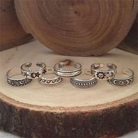 Fashion Alloy Open Foot Ring 7-piece Set sku image 1
