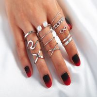 Simple Fashion Style Pearl Cross Ring Set sku image 2