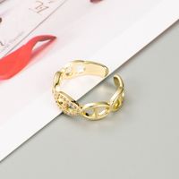 Fashion Heart-shaped Cross Copper Micro-inlaid Zircon Ring sku image 2