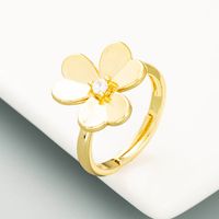 Fashion Brass Gold-plated Butterfly Flower Inlaid Zircon Ring sku image 1