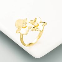 Fashion Brass Gold-plated Butterfly Flower Inlaid Zircon Ring sku image 2