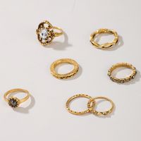 New Retro Baroque Simple Hollow Diamond Ring Set main image 5
