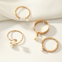 Fashion Opening Adjustable Pearl Alloy Ring Set main image 4