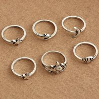 Retro Animal Turtle Scallop Ring 6-piece Set main image 3