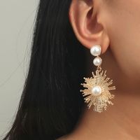 Fashion Creative Long Pearl Sun Flower Earrings main image 1
