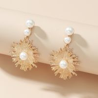 Fashion Creative Long Pearl Sun Flower Earrings main image 3