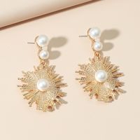 Fashion Creative Long Pearl Sun Flower Earrings main image 4