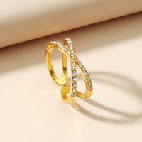 Fashion Geometric Cross Diamond Ring Wholesale main image 4