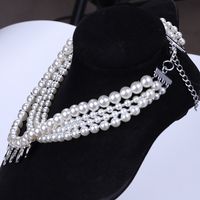 Retro Coin Pearl String Chain Multilayer Necklace main image 5