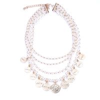 Retro Coin Pearl String Chain Multilayer Necklace main image 6