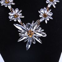 Fashion Alloy Inlaid Gemstone Flowers Long Tassel Necklace main image 3