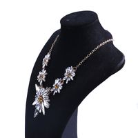 Fashion Alloy Inlaid Gemstone Flowers Long Tassel Necklace main image 4
