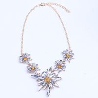Fashion Alloy Inlaid Gemstone Flowers Long Tassel Necklace main image 5