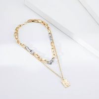 Fashion Double Color Splicing Chain Multi-layer Necklace main image 5