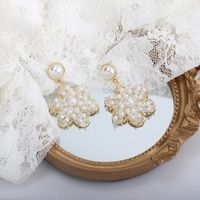 Fashion Korean Style Pearl Crystal Flower Earrings main image 3