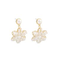 Fashion Korean Style Pearl Crystal Flower Earrings main image 6