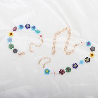 Fashion Color Flower Necklace Bracelet Combination Set main image 1