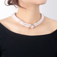 Retro Geometric Oval Pearl Multilayer Necklace main image 1