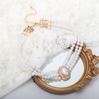 Retro Geometric Oval Pearl Multilayer Necklace main image 3