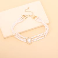 Retro Geometric Oval Pearl Multilayer Necklace main image 4